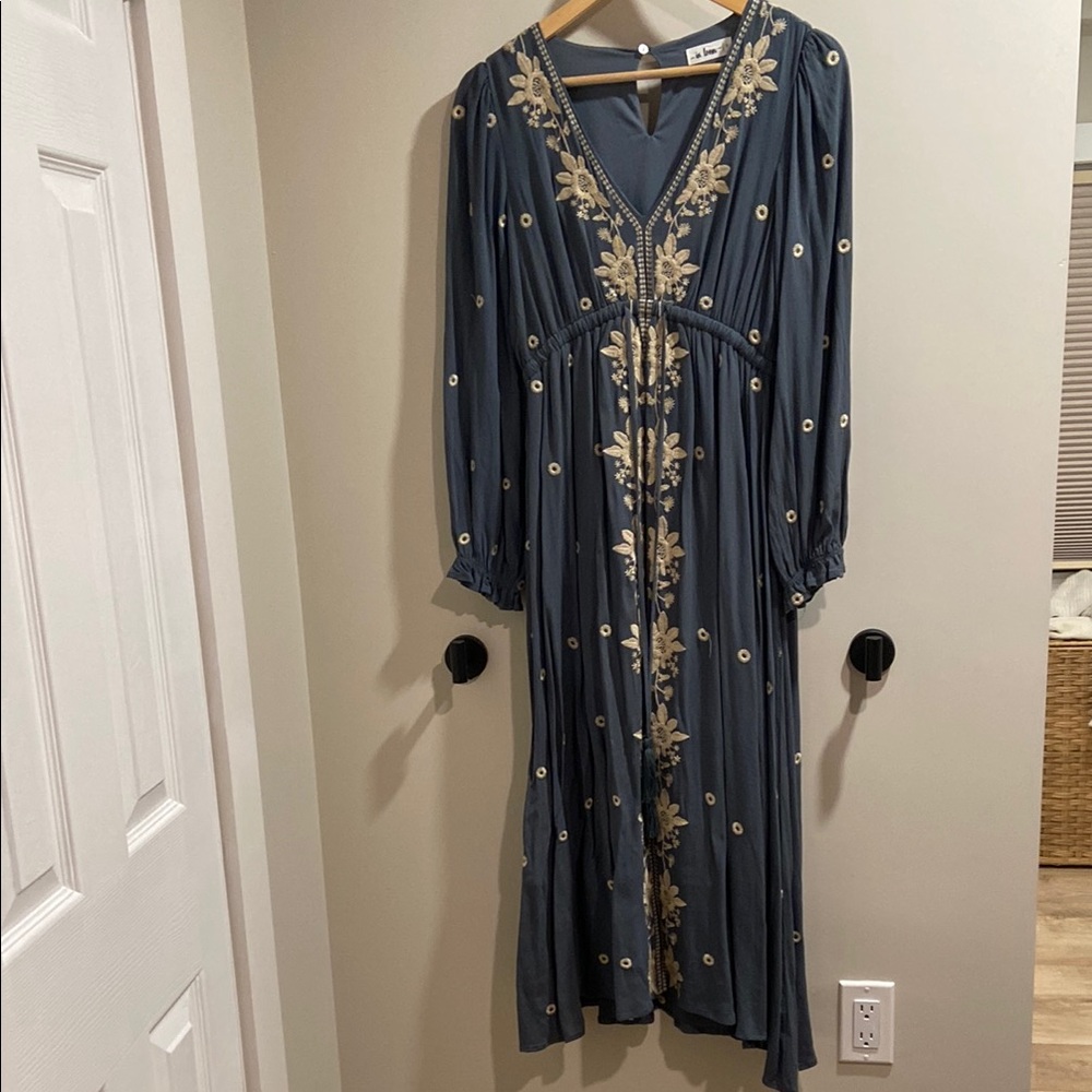 Elegant Embroidered Blue Dress